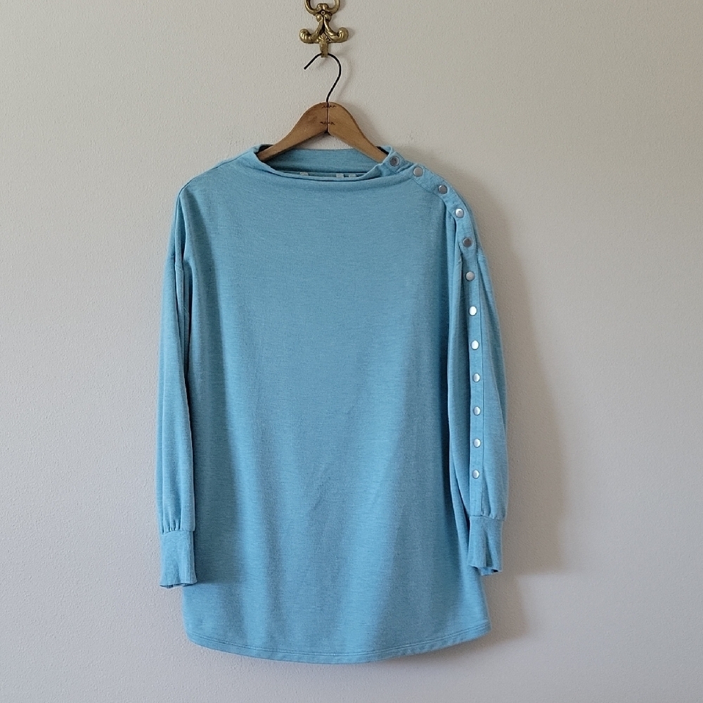 Soft Surroundings Arley Snap Shoulder Tunic Light‎ Blue Green Size Medium